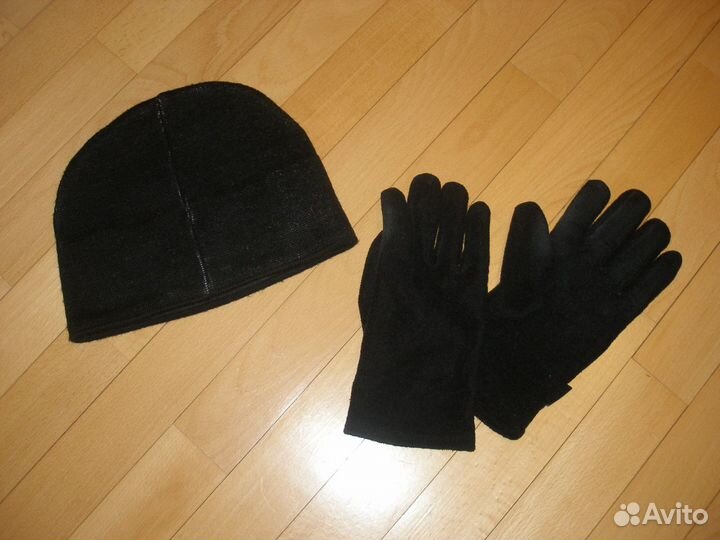 Подростку / девушке шапка с флисом и перчатки флис