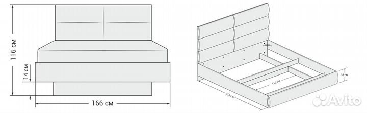 Кровать парящая Boss Loft 160*200+ПМ