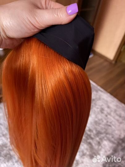 Парик прямой, рыжий, медный 65 см