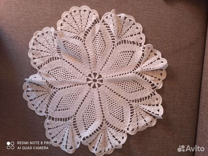 Салфетка кружево крючок, диаметр 50см