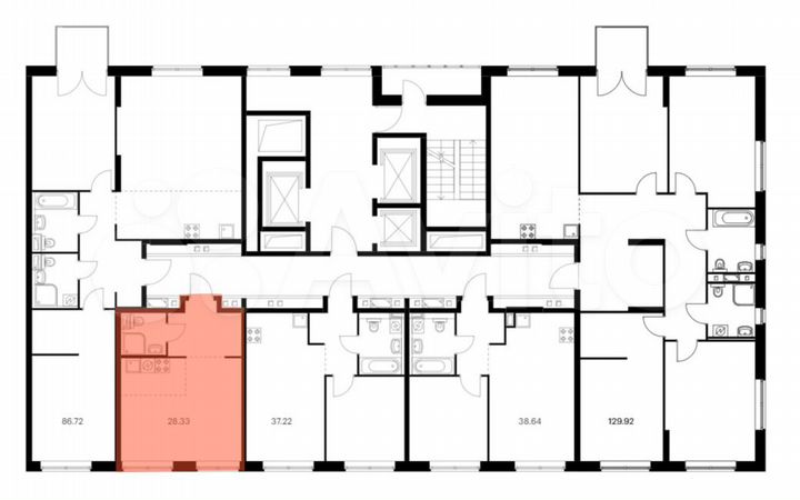 Квартира-студия, 28,3 м², 4/22 эт.