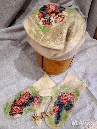 Варежки валяные, ручная работа