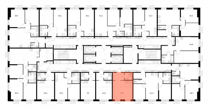 Квартира-студия, 27,3 м², 27/33 эт.