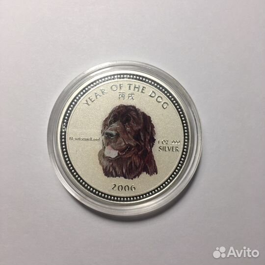 3000 риел серебро 999* 1 унция 2006 год собаки
