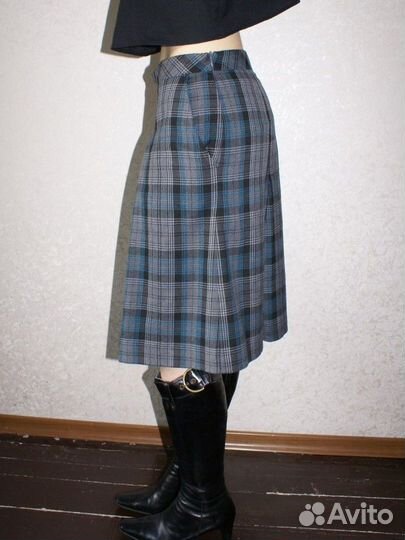 Шерстяная юбка в клетку винтаж