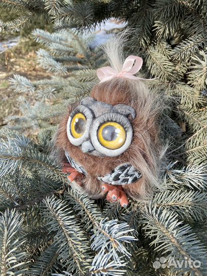 Совушка в смешанной технике