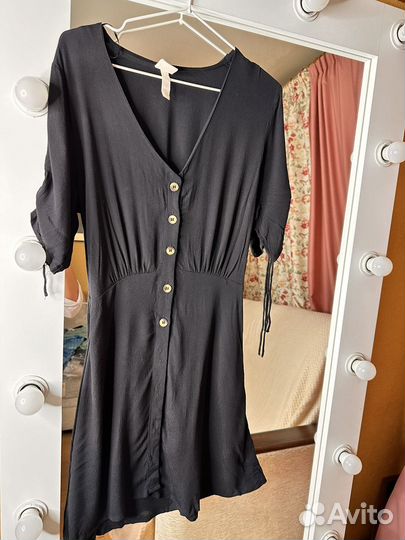 Платье hm вискоза S XS черное базовое