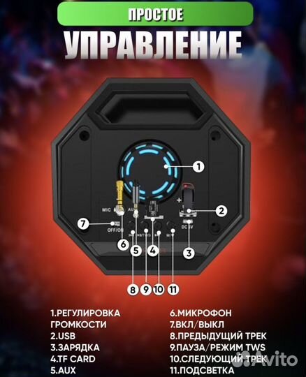 Портативная колонка аудиосистема большая блютуз