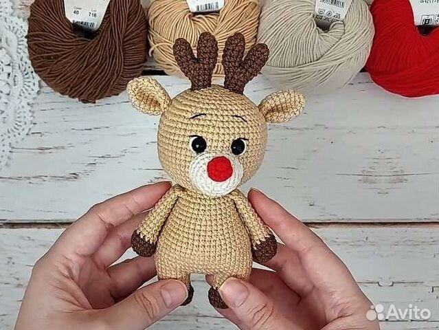 Мягкие игрушки олень Ручная работа Вязаная