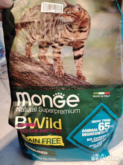 Корм для кошек Monge bwild тунец