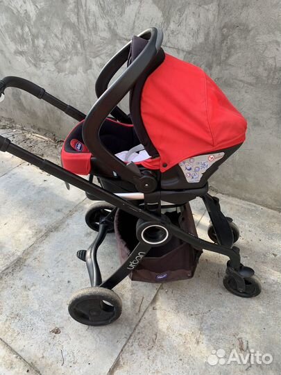 Коляска 3 в 1 chicco urban+ автолюлька+адаптер