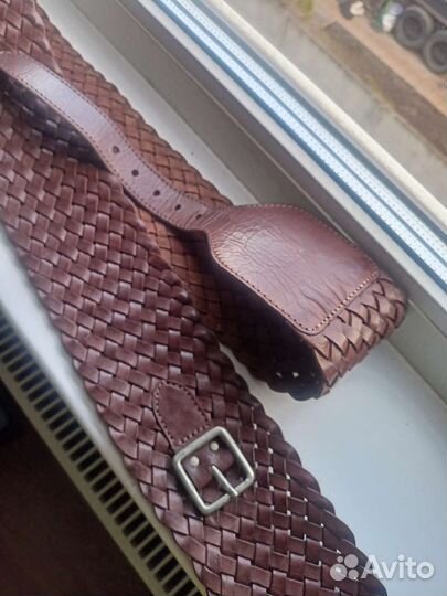 Шикарный плетёный ремень, натуральная кожа