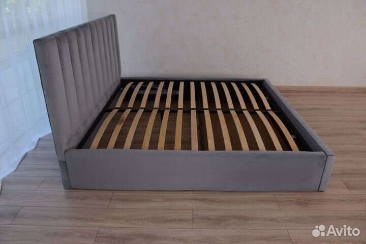 Кровать 180х200 серый велюр Богема