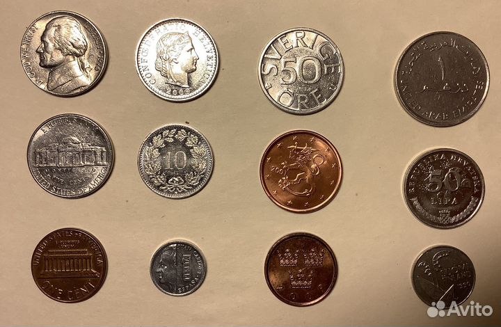 Набор иностранных монет (55 штук)