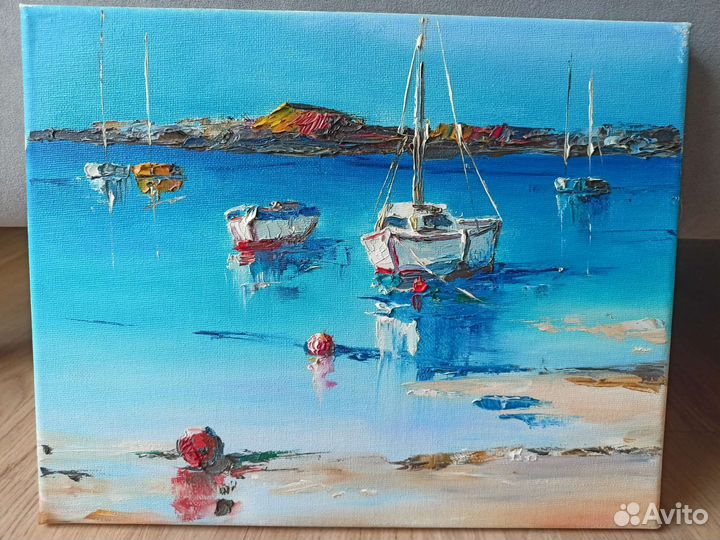 Картина маслом на холсте море, яхта