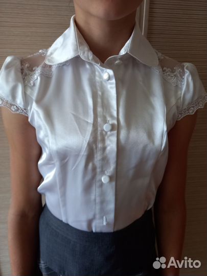 Блузка шелковая для девочек 140