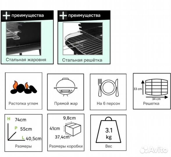 Гриль барбекю угольный