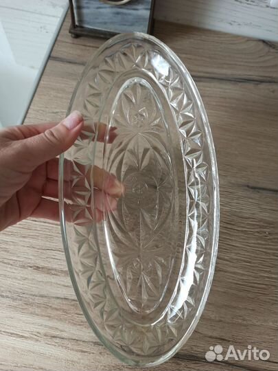 Блюдо хрустальное СССР, селедочница