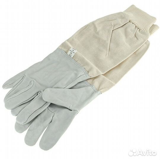 Перчатки пчеловода Bee Gloves (белая кожа, хб, эла