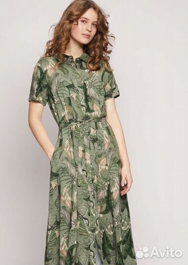 Платье-рубашка длины макси с поясом