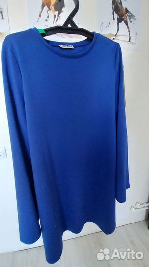 Платье А-силуэта 46р синее новое