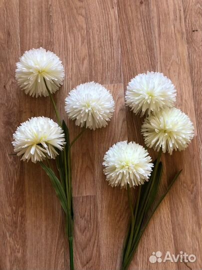 Искусственные цветы белые хризантемы для декора