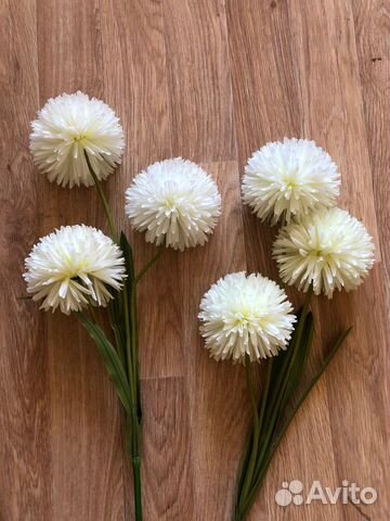 Искусственные цветы белые хризантемы для декора
