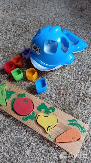 Сортер кит и деревянные овощи