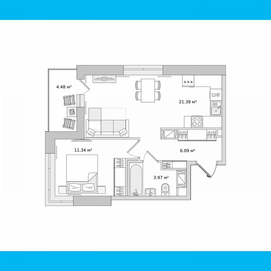 1-к. квартира, 43,5 м², 16/17 эт.