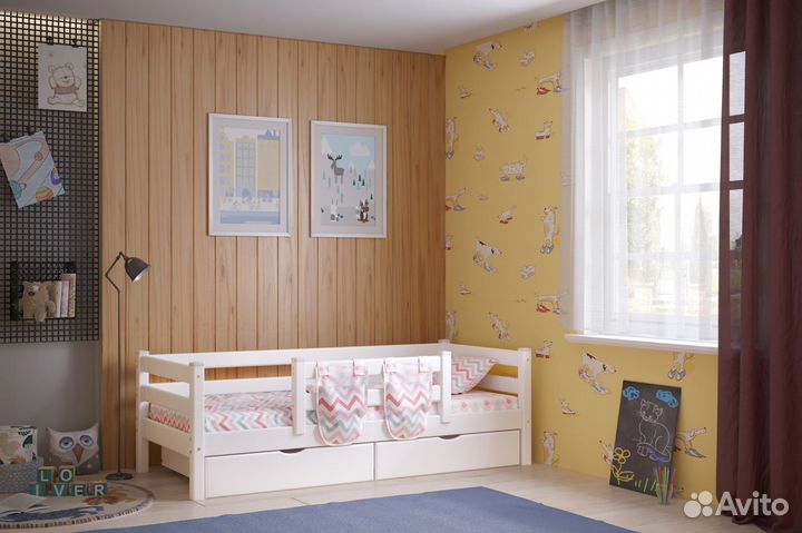 Кровать детская с бортиком из дерева Соня-4