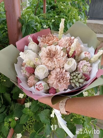 Букеты цветов из яблочного зефира ручной работы