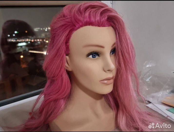 Манекен учебная голова с натуральными волосами