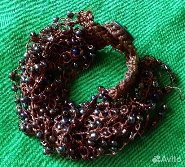 Браслет связанный с бисером.ручная работа