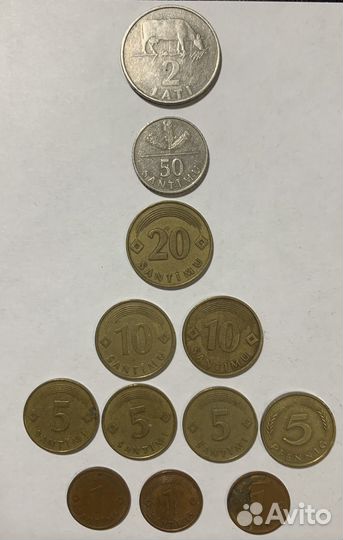 Монета. Латвия. Набором. 1989-1992г