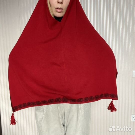 Шарф винтажный мериносовая шерсть с кисточками
