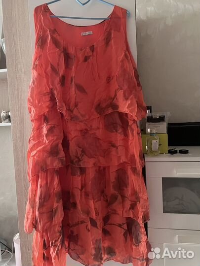 Платье шёлковое многоярусное 48 размер