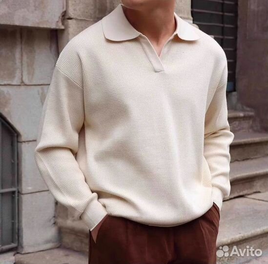 Мужское поло с длинным рукавом old money