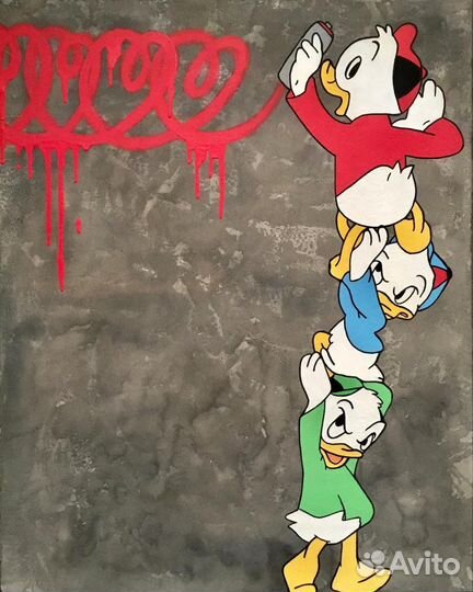 Картина большая акрилом на холсте граффити Дисней