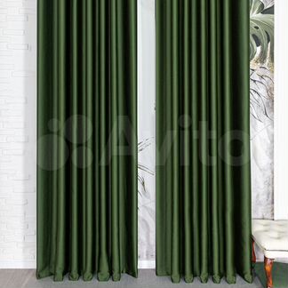 Шторы аврора (темно-зеленый) новые на окна пошив