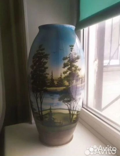 Большая ваза Ручная роспись Фарфор Винтаж
