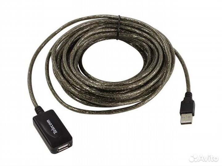 Кабель удлинительный USB2.0 AA 10м Telecom