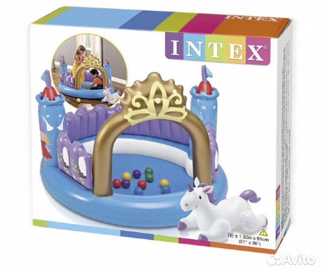 Надувной волшебный замок с шариками+ единорог