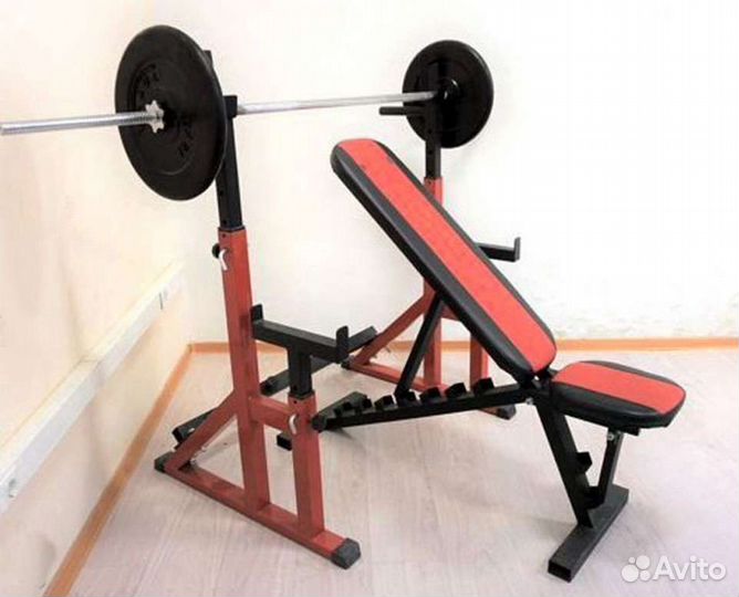 Стойка для штанги, скамья для жима