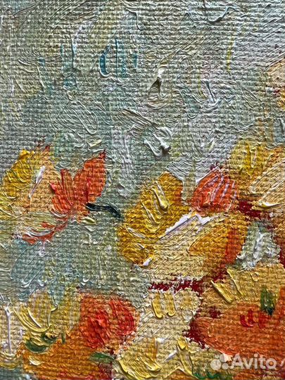 Картина маслом желтые цветы одуванчики