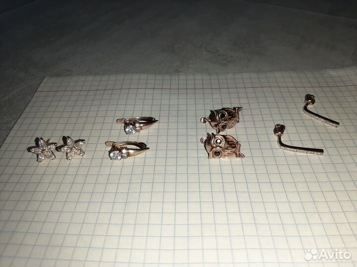 Серебро позолоченое серьги