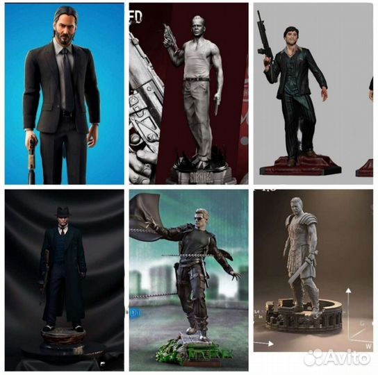 Много фигурок персонажей из кино и мультфильмов