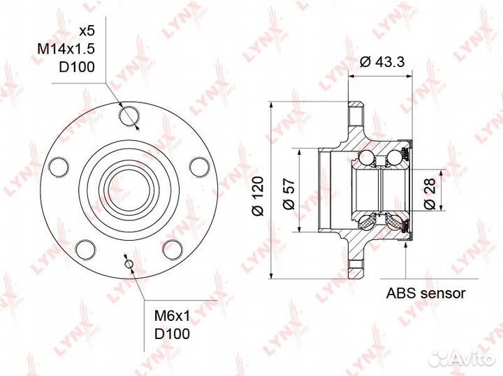 Ступица задняя в сборе с ABS skoda Fabia I-II 1.0-2.0 99 VW Polo 1.2-1.6D 01 audi A1 1.2T-2.0D 1