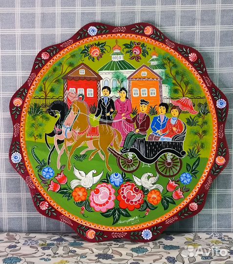 Расписной поднос декоративный