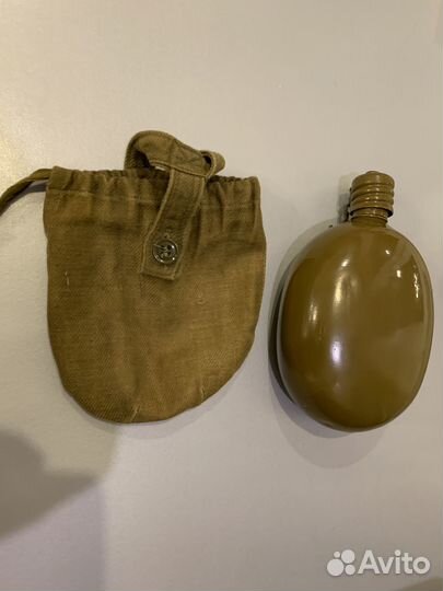 Фляга армейская с чехлом (СССР) 950мл, хаки