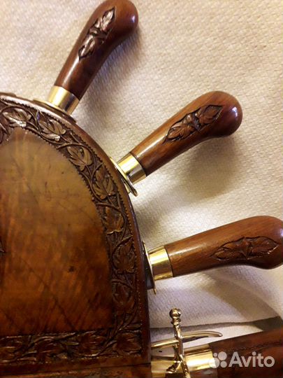 Стар.кухонный набор.Дерево.Медь,Латунь